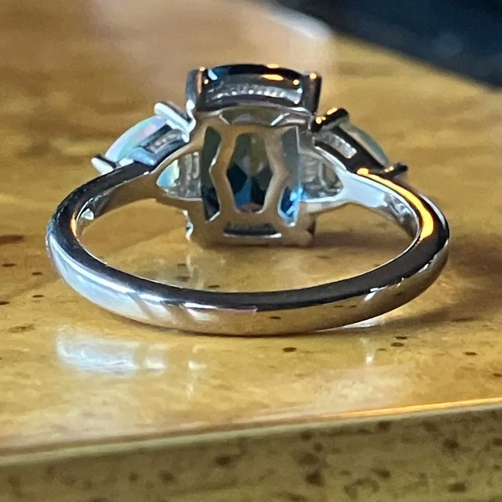 London Blue Topaz Ethiopian Opal Sterling Silver Ring Size 5.75